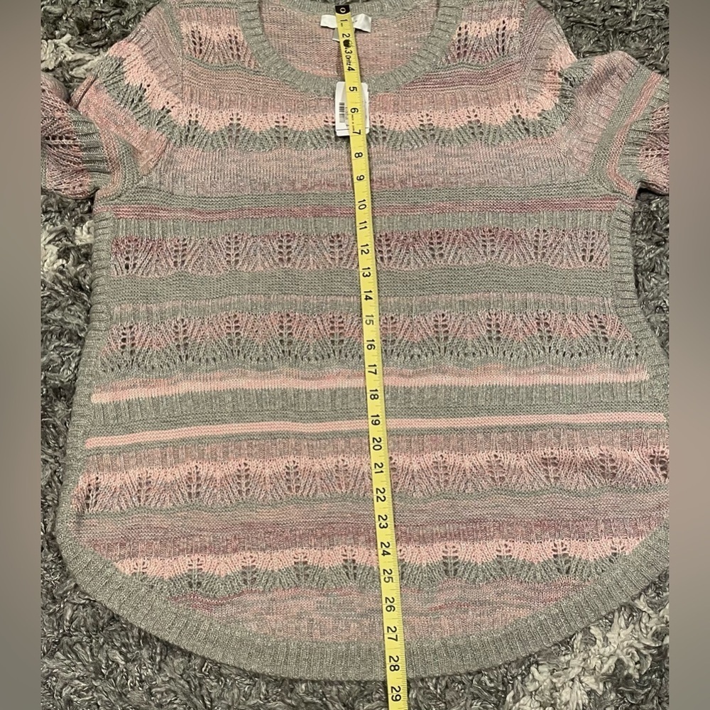 Womens Christopher & Banks Size 14w Pink Gray Sweater Pull Over Casual Office — image 7 of 7